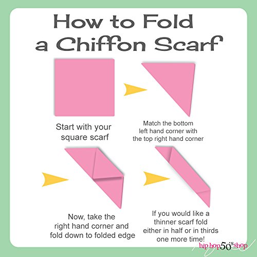 1950s Chiffon Scarf, Vintage Ascot, Retro Hair Tie for Women and Children - Image 5