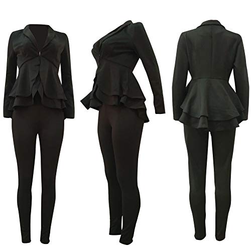 2 Piece Outfits for Women Long Sleeve Peplum Tops Shirt with Pants Casual Elegant Business Suit Sets - Image 7