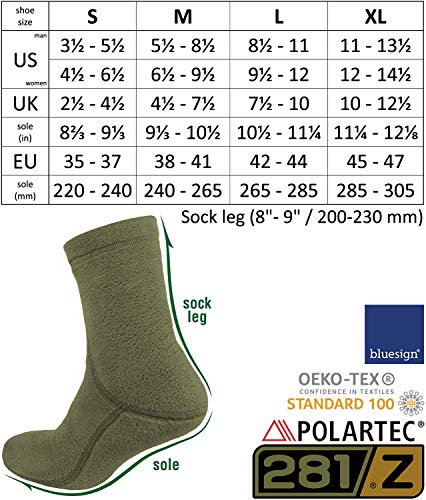 281Z Military Warm 8 inch Boot Liner Socks - Outdoor Tactical Hiking Sport - Polartec Fleece Winter Socks (Olive Green) - Image 7