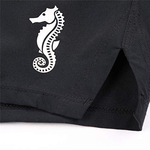 ALove Women Stretch Board Shorts Long Swim Shorts Trunks Boyleg Swim Bottom Medium Black - Image 8