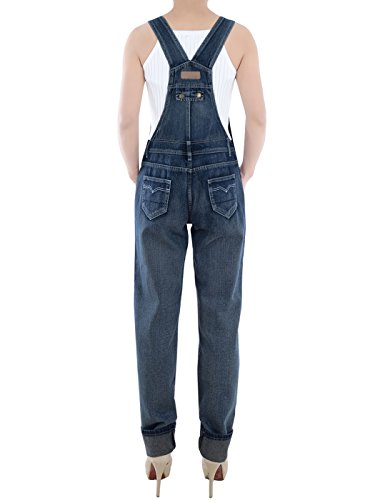 Anna-Kaci Womens Vintage Wash Straight Leg Denim Overalls With Pocket Bib - Image 5