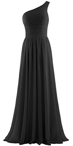 ANTS Women's Pleat Chiffon One Shoulder Bridesmaid Dresses Long Evening Gown