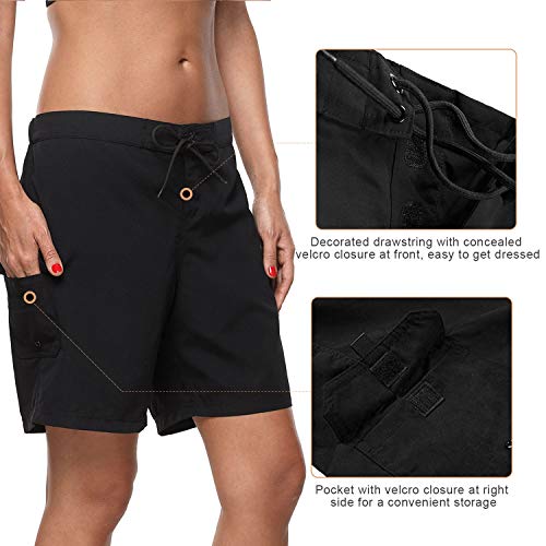 ATTRACO Women Swim Shorts Active Swim Board Short Long Swimsuit Shorts Black M - Image 4