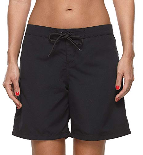 ATTRACO Women Swim Shorts Active Swim Board Short Long Swimsuit Shorts Black M