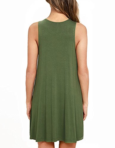 AUSELILY Women Summer Casual T Shirt Dresses Beach Cover up Plain Pleated Tank Dress - Image 4