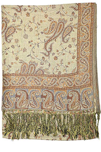 Achillea Soft Silky Reversible Paisley Pashmina Shawl Wrap Scarf w/Fringes - Image 7