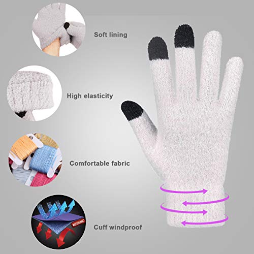 Achiou Winter Touchscreen Gloves Knit Warm Thick Thermal Soft Comfortable Wool Lining Elastic Cuff Texting for Women Men - Image 3