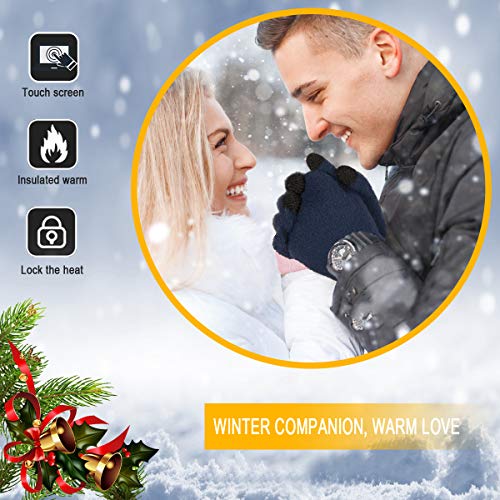 Achiou Winter Touchscreen Gloves Knit Warm Thick Thermal Soft Comfortable Wool Lining Elastic Cuff Texting for Women Men - Image 4
