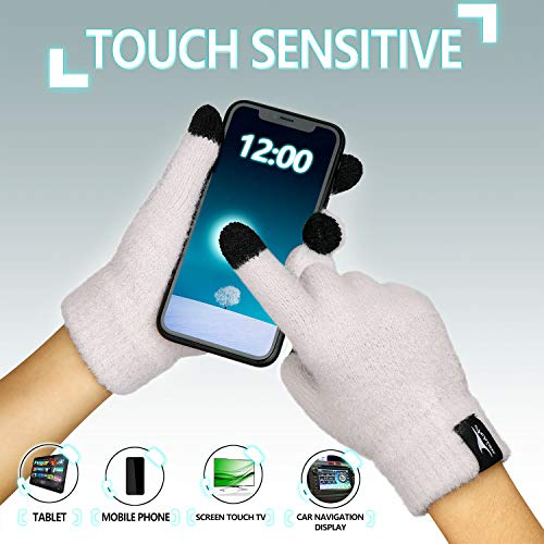 Achiou Winter Touchscreen Gloves Knit Warm Thick Thermal Soft Comfortable Wool Lining Elastic Cuff Texting for Women Men - Image 5
