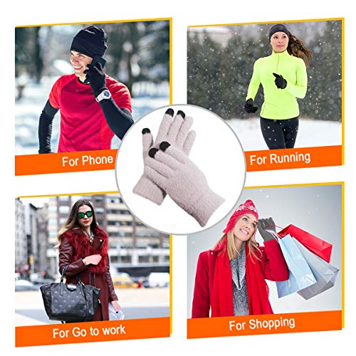 Achiou Winter Touchscreen Gloves Knit Warm Thick Thermal Soft Comfortable Wool Lining Elastic Cuff Texting for Women Men - Image 7