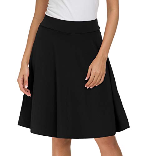 Afibi Womens Stretch Waist A-line Flared Skater Midi Skirt - Image 4