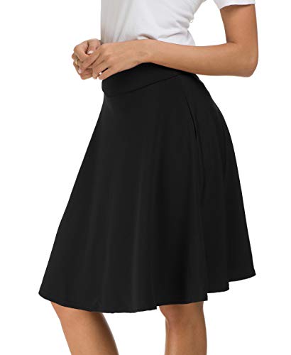Afibi Womens Stretch Waist A-line Flared Skater Midi Skirt - Image 5