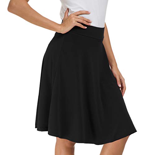 Afibi Womens Stretch Waist A-line Flared Skater Midi Skirt - Image 6