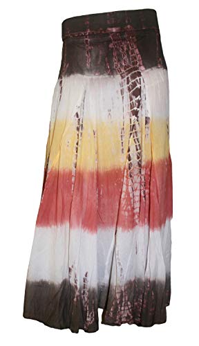 Agan Traders Women’s Tie-dye High Waistband Bohemian Printed A Line Flared Long Maxi Skirt Lined - Image 3