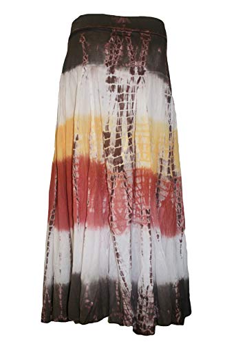 Agan Traders Women’s Tie-dye High Waistband Bohemian Printed A Line Flared Long Maxi Skirt Lined - Image 4