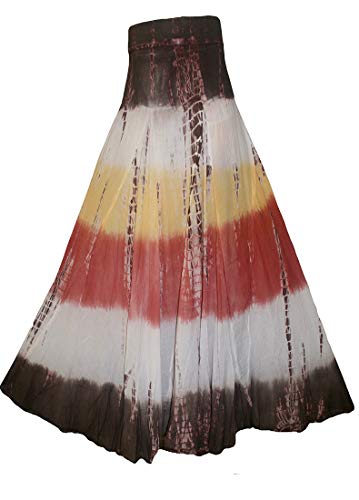 Agan Traders Women’s Tie-dye High Waistband Bohemian Printed A Line Flared Long Maxi Skirt Lined