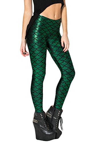 Alaroo Halloween Shiny Fish Scale Mermaid Leggings for Women Pants S-4XL - Image 5
