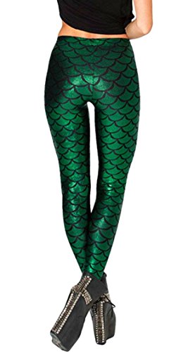 Alaroo Halloween Shiny Fish Scale Mermaid Leggings for Women Pants S-4XL - Image 6