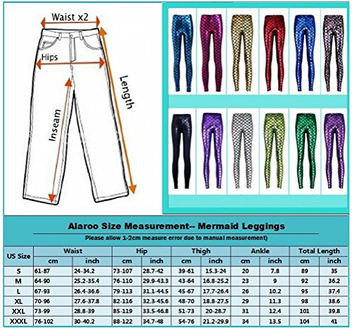 Alaroo Halloween Shiny Fish Scale Mermaid Leggings for Women Pants S-4XL - Image 8