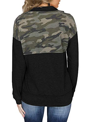 Aleumdr Women Casual Long Sleeve 1/4 Zipper Color Block Sweatshirts Stand Collar Pullover Tunic Tops with Pockets S-XXL - Image 3