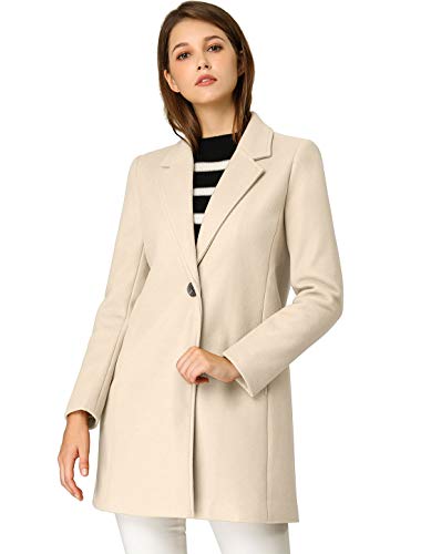 Allegra K Women's Classic Notched Lapel Long Sleeve Buttoned Long Coat
