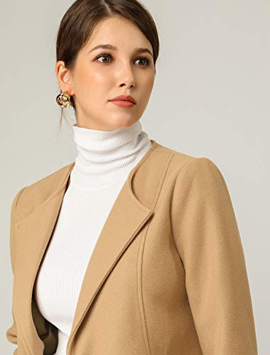 Allegra K Women's Mid-length Overcoat Collarless Minimalist Work Winter Long Coat - Image 4