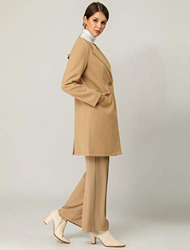 Allegra K Women's Mid-length Overcoat Collarless Minimalist Work Winter Long Coat - Image 5