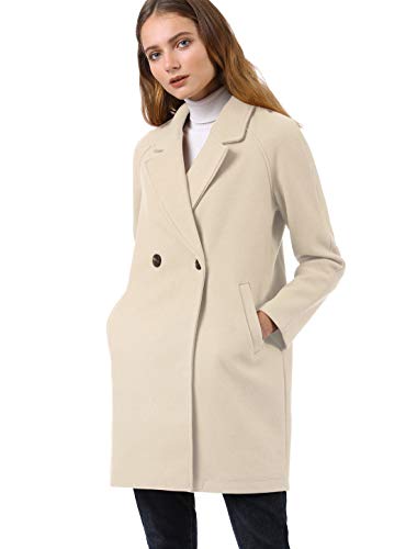 Allegra K Women's Notched Lapel Double Breasted Raglan Winter Coats - Image 3