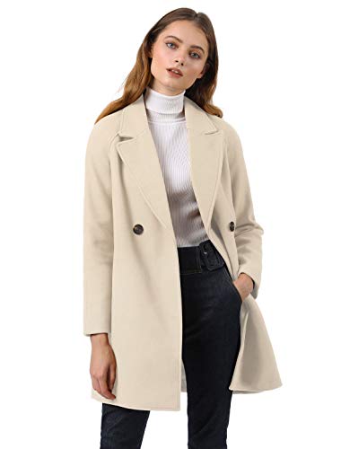 Allegra K Women's Notched Lapel Double Breasted Raglan Winter Coats