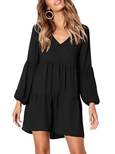 Amoretu Women Summer Tunic Dress V Neck Casual Loose Flowy Swing Shift Dresses - Image 3