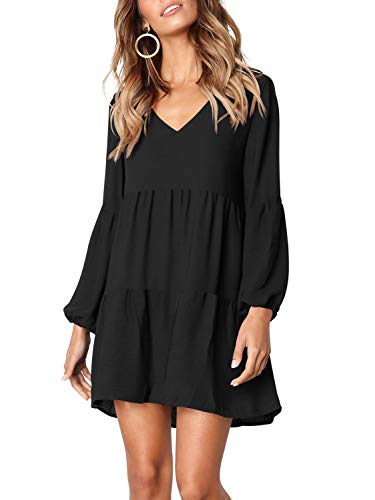 Amoretu Women Summer Tunic Dress V Neck Casual Loose Flowy Swing Shift Dresses - Image 4