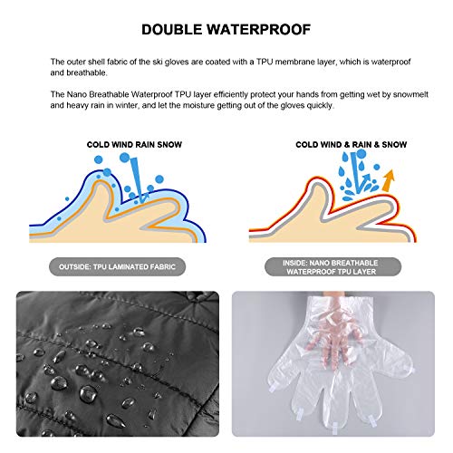 Andake 90% Duck Down Mittens Waterproof Gloves for Women Man -20℉ Cold Weather Warm Winter Snow Mittens Gloves for… - Image 5