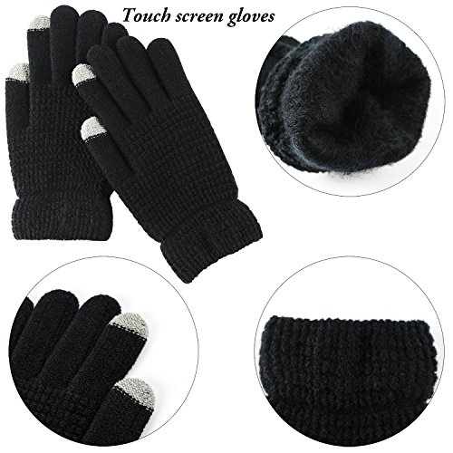 Aneco Winter Warm Knitted Scarf Beanie Hat and Gloves Set Men & Women's Soft Stretch Hat Scarf and Mitten Set - Image 5