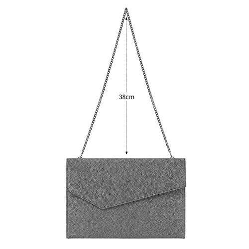 Anna Smith Women Envelope Clutch with Chain Strap Magnet Hook Ladies Faux Suede Purse with Pocket - Image 5