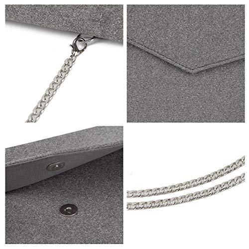 Anna Smith Women Envelope Clutch with Chain Strap Magnet Hook Ladies Faux Suede Purse with Pocket - Image 7