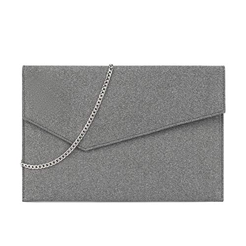 Anna Smith Women Envelope Clutch with Chain Strap Magnet Hook Ladies Faux Suede Purse with Pocket