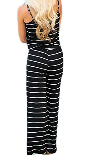 Artfish Women Casual Sleeveless Spaghetti Strap Striped Lounge Pajama Jumpsuit - Image 4