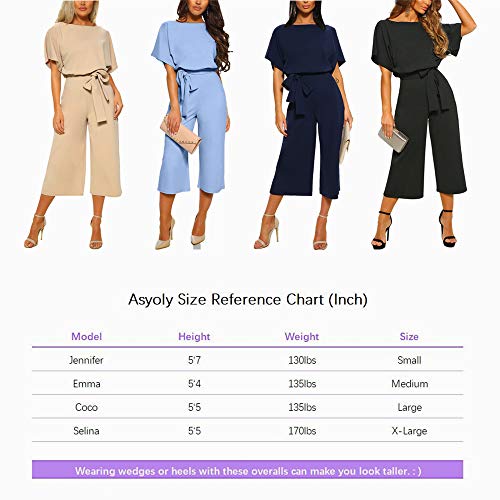 ASYOLY Women Casual Long Pants Loose Wide Legs Jumpsuits Rompers Batwing Sleeve Crew Neck - Image 5