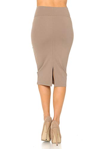 Auliné Collection Womens Solid Fitted High Waist Stretch Midi Ponte Pencil Skirt - Image 5