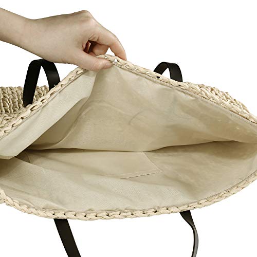 Ayliss Women Straw Woven Tote Large Beach Handmade Weaving Shoulder Bag Purse Straw Handbag - Image 5