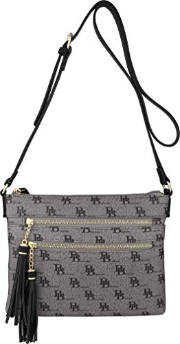 B BRENTANO Vegan Multi-Zipper Crossbody Handbag Purse with Tassel Accents - Image 4