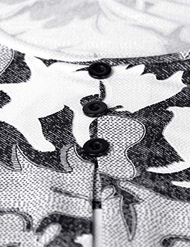 BAISHENGGT Women's Round Neck 3/4 Sleeve Buttons Floral Tunic Tops - Image 5