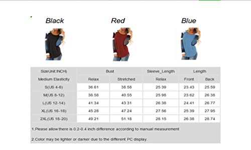 BLENCOT Women Lightweight Blouse Color Block Long Sleeve Loose Fit Tunics Shirts Tops - Image 4