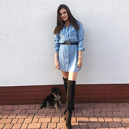 BROMEN Belt for Women Leather Belts for Dress Jeans Pants Waist Belt with Double O-Ring Buckle Black - Image 4