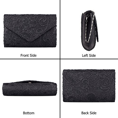BAGLAMOR Clutch Purse for Women Elegant Floral Lace Envelope Handbag Wedding Evening Bag - Image 4