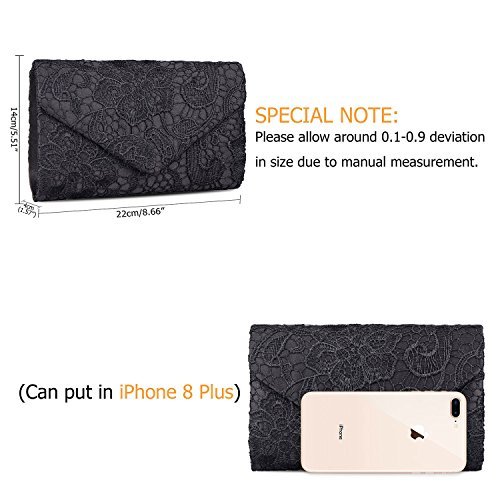 BAGLAMOR Clutch Purse for Women Elegant Floral Lace Envelope Handbag Wedding Evening Bag - Image 5