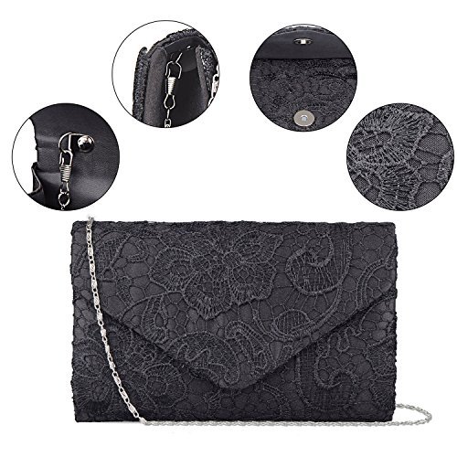 BAGLAMOR Clutch Purse for Women Elegant Floral Lace Envelope Handbag Wedding Evening Bag - Image 8