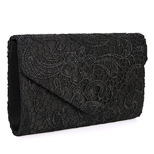 BAGLAMOR Clutch Purse for Women Elegant Floral Lace Envelope Handbag Wedding Evening Bag