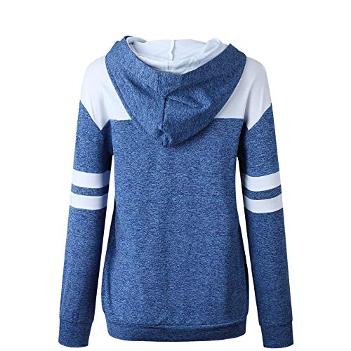 Barlver Womens Casual Color Block Hoodies Drawstring Cowl Neck Hooded Pullover Sweatshirt with Pocket - Image 7