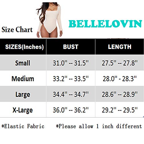 BelleLovin Women's Square Neck Long Sleeve T-shirt Basic Bodysuit Jumpsuits - Image 8